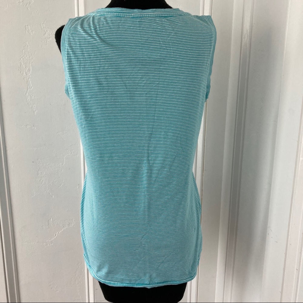 Talbots tank top size small turquoise & white - Picture 2 of 5